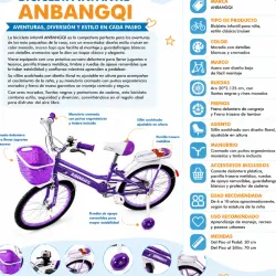 BICICLETA INFANTIL ANBANGQI – MORADA 💜