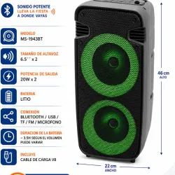 Bocina bluetooth de 6.5"x2