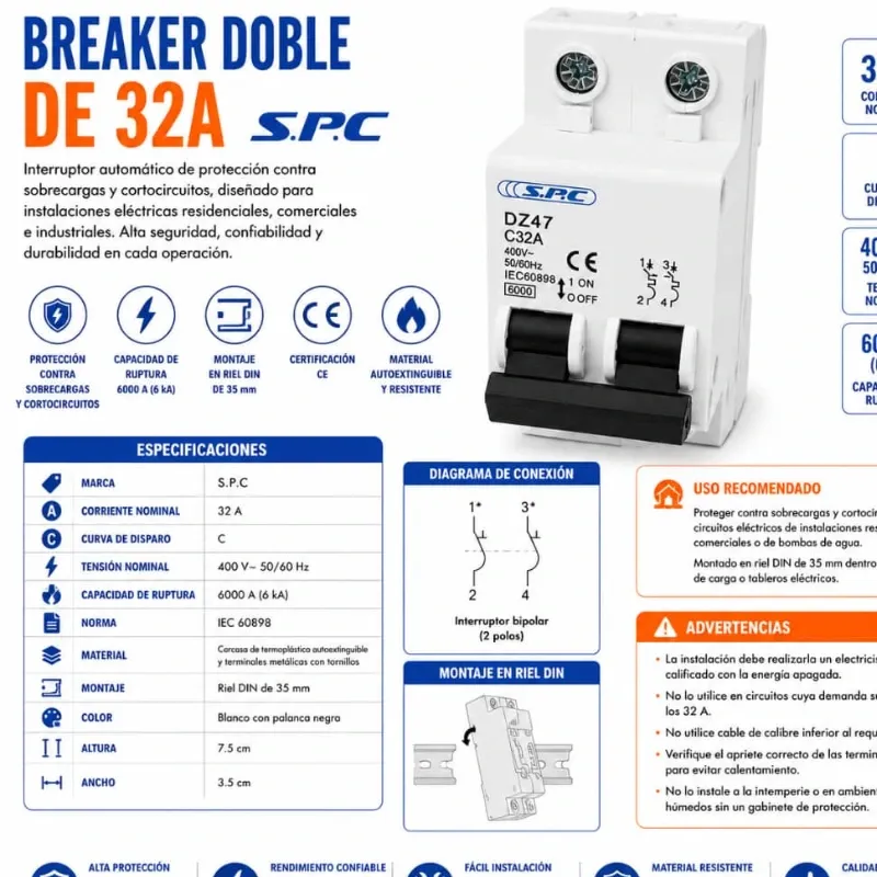 BREAKER DOBLE DE 32A S.P.C