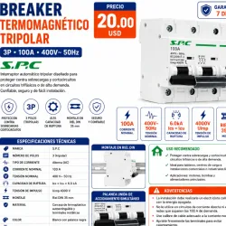 BREAKER TERMOMAGNÉTICO TRIPOLAR 100A