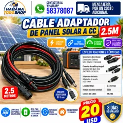 Cable Adaptador de Panel Solar a CC – 2.5 Metros