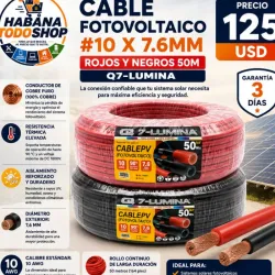 CABLE FOTOVOLTAICO SOLAR 10 AWG 7-LUMINA NEGROS Y ROJOS! ☀️🔌
