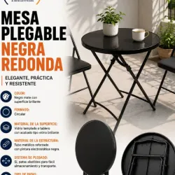 Mesa plegable negra redonda 