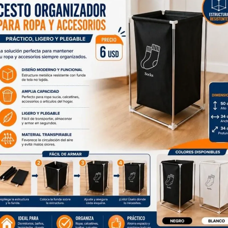 CESTO DE ROPA NUEVO TURCO NEGRO