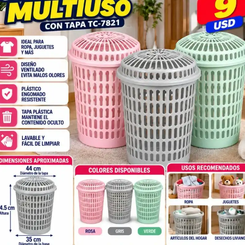 CESTO ENGOMADO MULTIUSO CON TAPA TC-7821