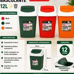 Cesto Plástico con tapa basculante 12L