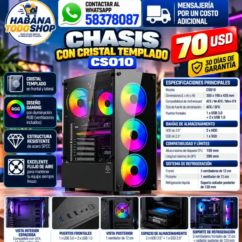 CHASIS CON CRISTAL TEMPLADO CS010