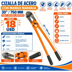 CIZALLA DE ACERO CON MANGO NARANJA 30" / 750 MM