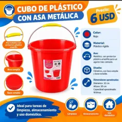 CUBO DE PLÁSTICO CON ASA METÁLICA