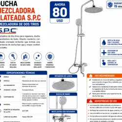DUCHA MEZCLADORA PLATEADA S.P.C.