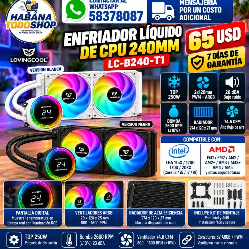ENFRIADOR LÍQUIDO CPU 240MM LC-B240-T1