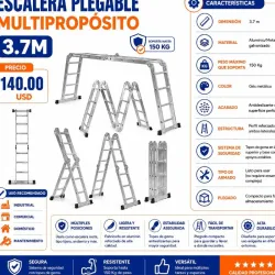 ESCALERA PLEGABLE MULTIPROPÓSITO 3.7M 🔥🪜