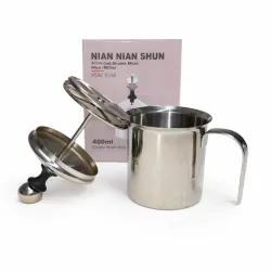 ESPUMADOR DE LECHE MANUAL 400 ML (ACERO INOXIDABLE)