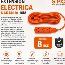 Extensión eléctrica naranja de 10 metros