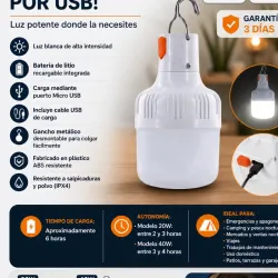 Focos led recargable por usb de 15w y 10w