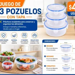 JUEGO DE 3 POZUELOS CON TAPA