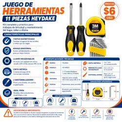 JUEGO DE HERRAMIENTAS 11 PIEZAS HEYDAKE