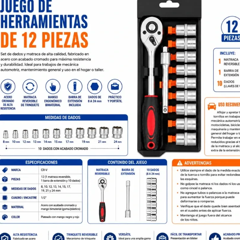 JUEGO DE HERRAMIENTAS DE 12 PIEZAS - CR-V