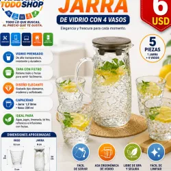 Juego de jarra de vidrio con 4 vasos