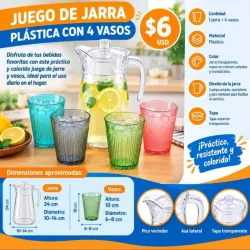 JUEGO DE JARRA PLÁSTICA CON 4 VASOS