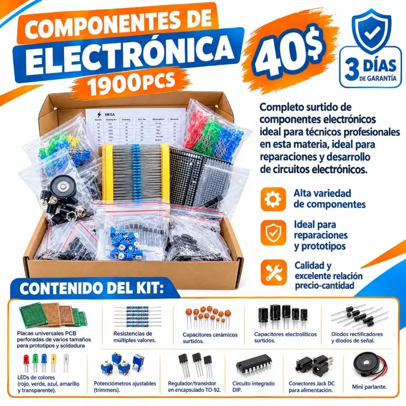 KIT DE COMPONENTES ELECTRÓNICOS 1900PCS!