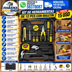 KIT DE HERRAMIENTAS DE 12 PIEZAS CON MALETÍN