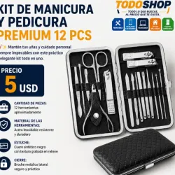 Kit de manicura y pedicura con estuche premium de 12 piezas