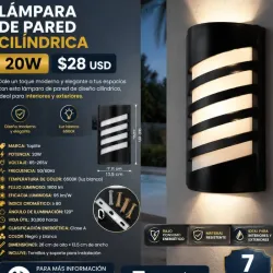 Lámpara de pared cilíndrica 20w