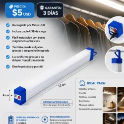 Lámpara de tubo led recargable para interiores