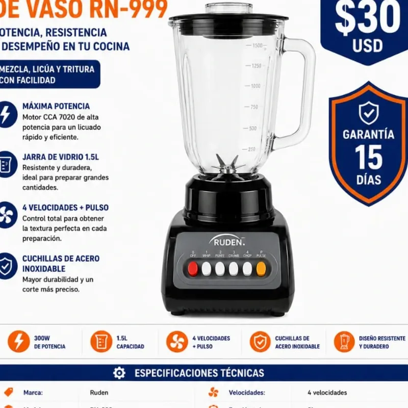 Licuadora de vaso Ruden RN-999