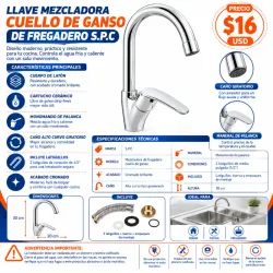 LLAVE MEZCLADORA CUELLO DE GANSO DE FREGADERO S.P.C