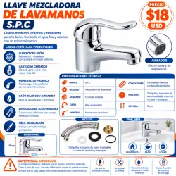 LLAVE MEZCLADORA DE LAVAMANOS S.P.C