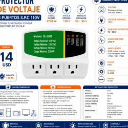PROTECTOR DE VOLTAJE 3 PUERTOS S.P.C 110V