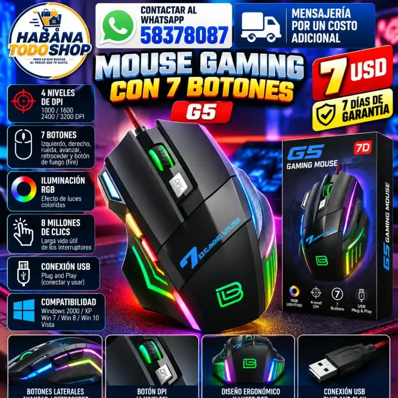 RATÓN GAMING G5 CON 7 BOTONES
