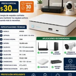 Respaldo para Router Mini UPS DC UPS M1550 10,400 mAh