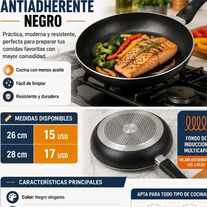 SARTÉN ANTIADHERENTE NEGRO