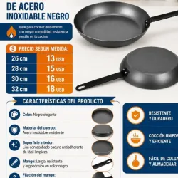 SARTÉN DE ACERO INOXIDABLE NEGRO