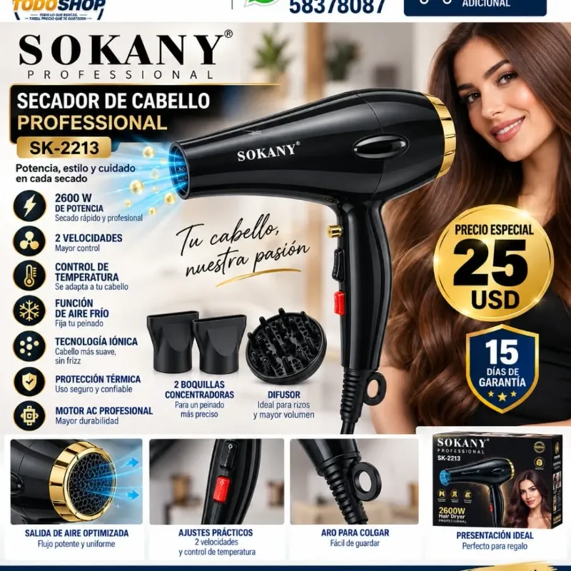 Secadora de Cabello Profesional SOKANY SK-2213