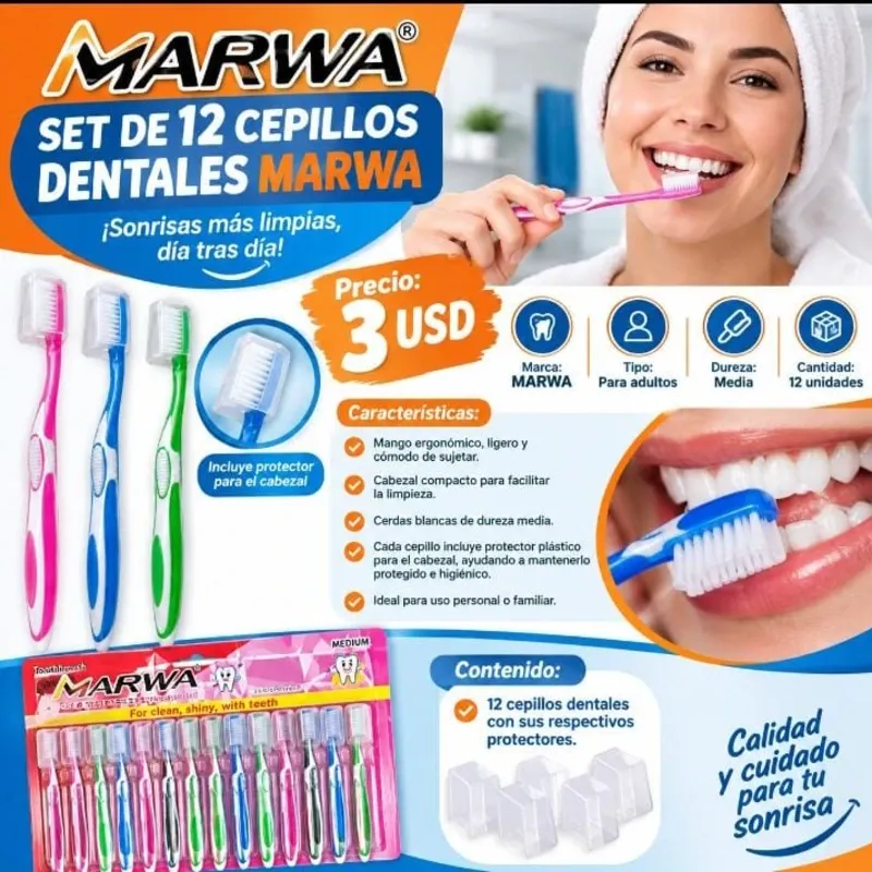 SET DE 12 CEPILLOS DENTALES MARWA