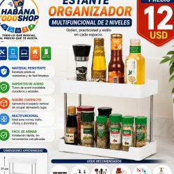 Estante organizador multifuncional de 2 niveles blanco