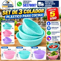 Set de 3 coladores plástico oara cocina