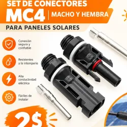 Set de Conectores MC4 hembra y macho para paneles solares