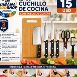 SET DE CUCHILLOS DE COCINA CON TABLA DE CORTAR