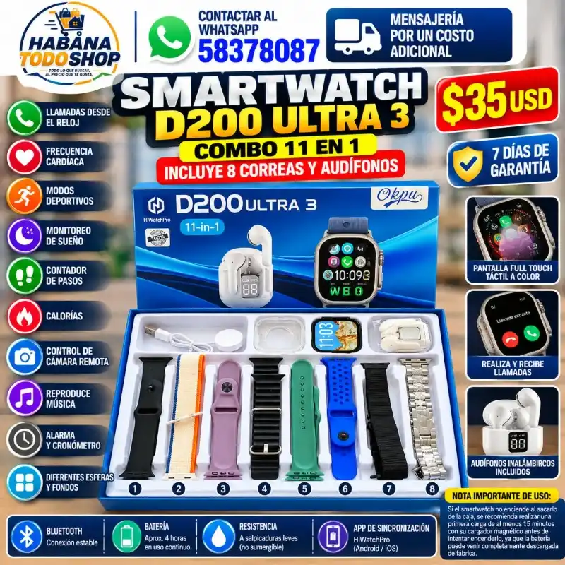 SMARTWATCH D200 ULTRA 3 COMBO 11 EN 1