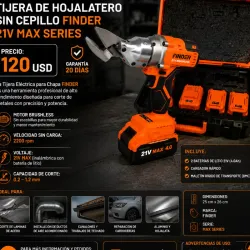 Tijera de hojalatero sin cepillo 21v