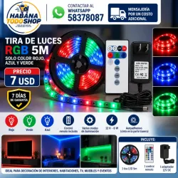 TIRA DE LUCES RGB – 5 METROS 🔴 Rojo | 🔵 Azul | 🟢 Verde