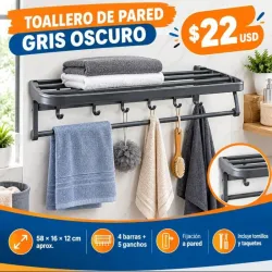 TOALLERO DE PARED GRIS ORCURO