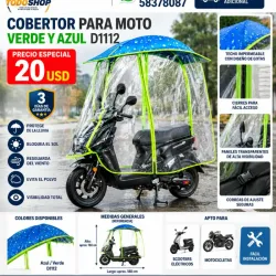 TOLDO IMPERMEABLE PARA SCOOTER ELÉCTRICO Y MOTO