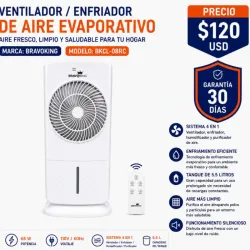 Ventilador / Enfriador de Aire Evaporativo BRAVOKING BKCL-08RC