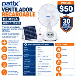 Ventilador Recargable de Mesa PATIX FS-628
